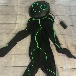 Kids Light-Up EL Wire Green Stick Figure Costume L